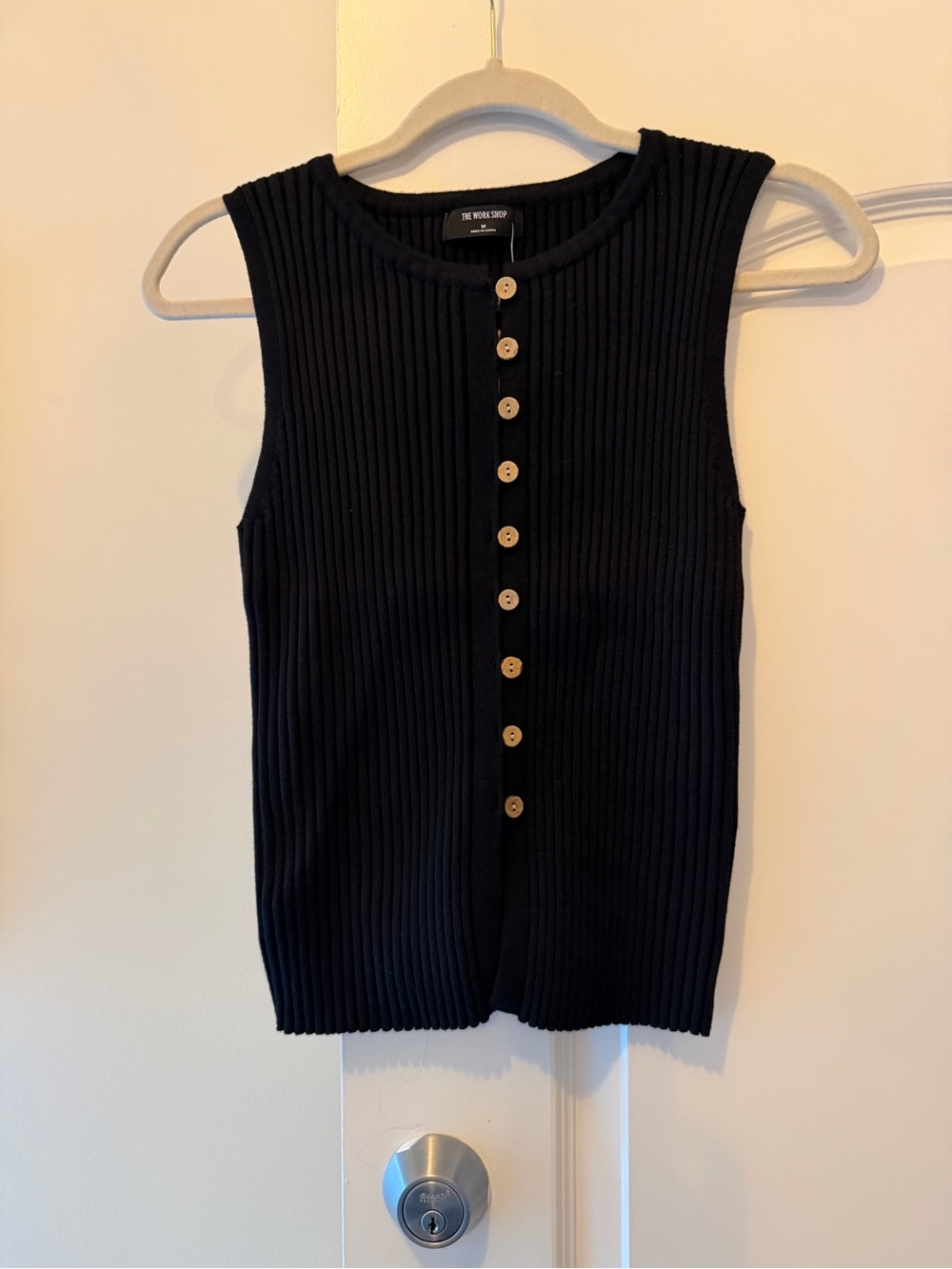 Vici Ribbed Button-Front Tank Top in Black